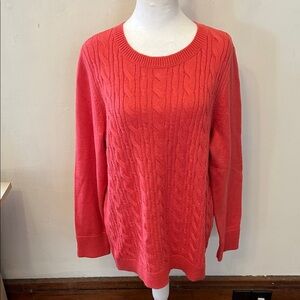 Talbots orange cable knit long sleeve sweater Size 1X EUC